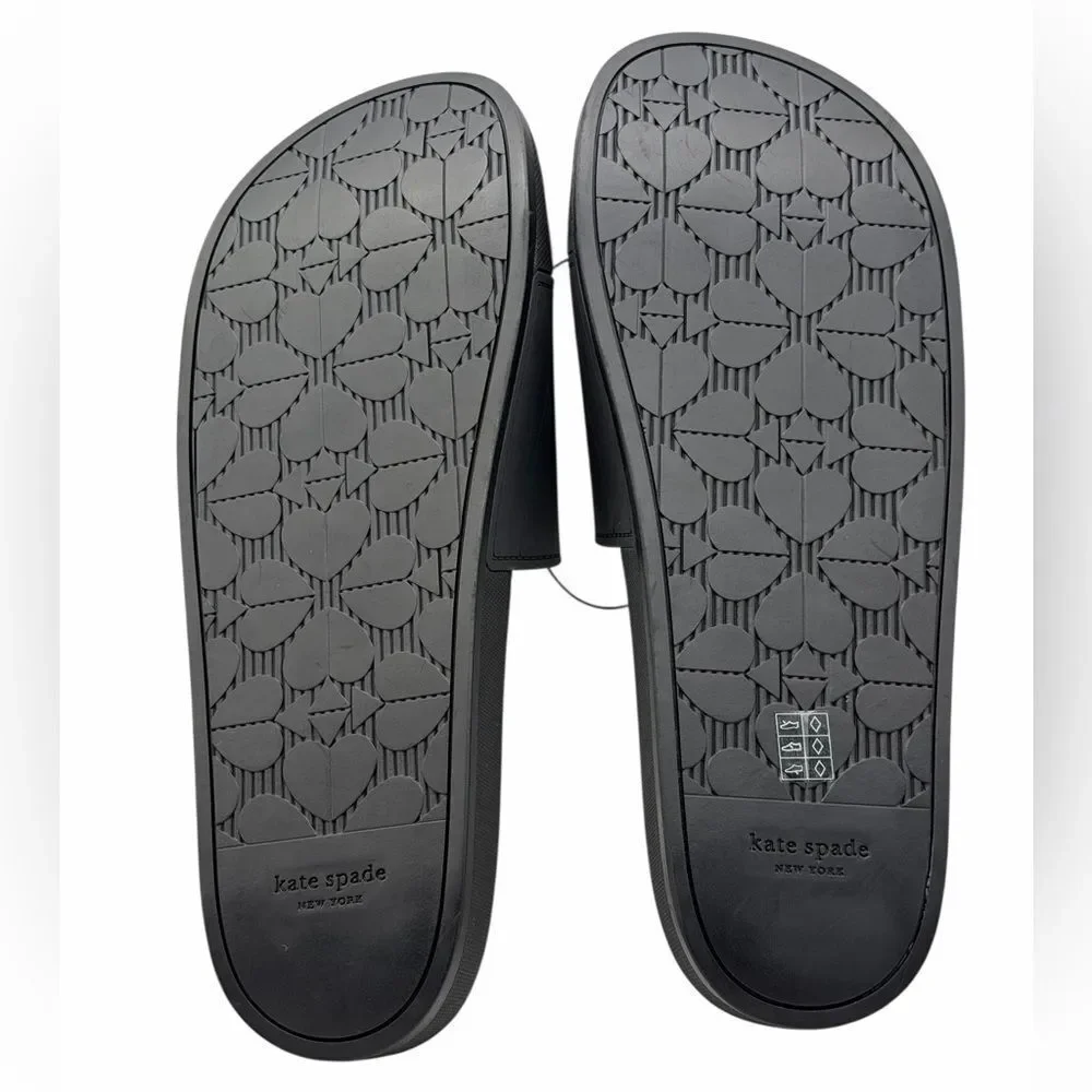 NWT Kate Spade Black Logo Slide Sandals Size 11
